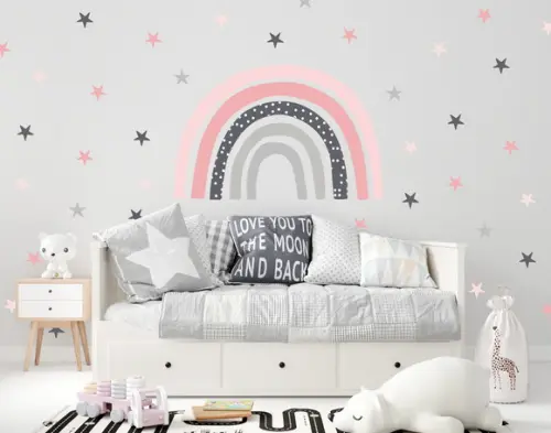 Adesivo de Parede Arco Íris com Estrelas - Adesivo Arco-íris