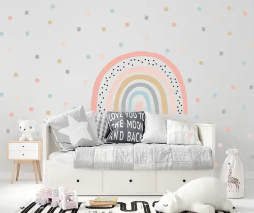 Adesivo de Parede Arco Íris e Bolinhas
