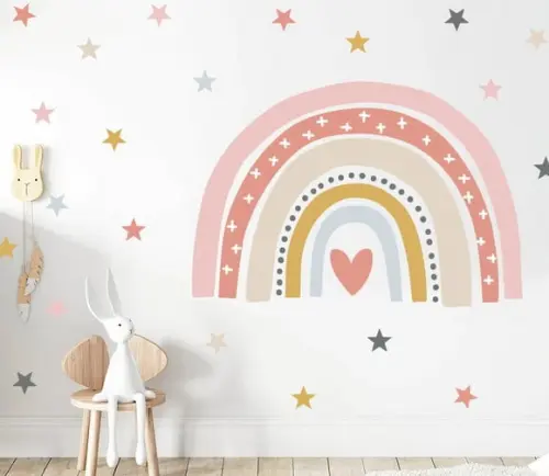 Adesivo de Parede Arco Íris e Estrelas