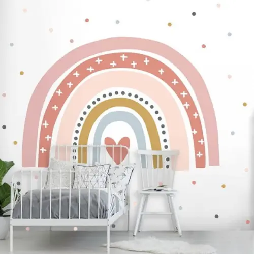 Adesivo de Parede Arco Íris Grande com Bolinhas
