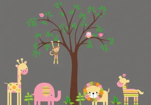 Adesivo de Parede Árvore com Bichinhos da Selva