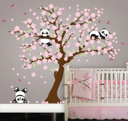 Adesivo de Parede Árvore com Ursos Panda