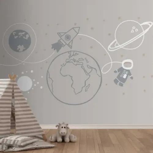 Adesivo de Parede Astronauta, Foguete, Estrelas, Planetas