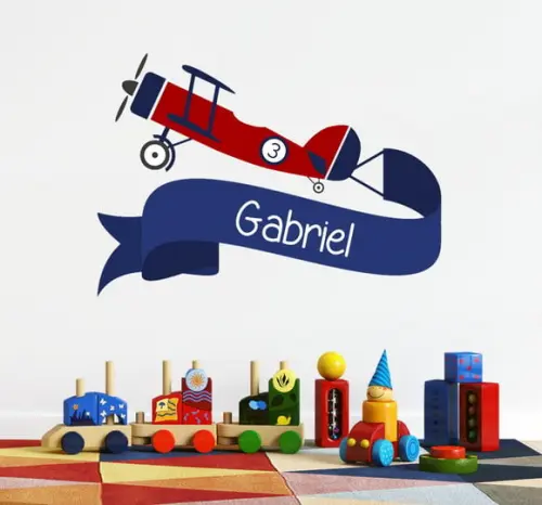 Adesivo De Parede Avião Com Nome