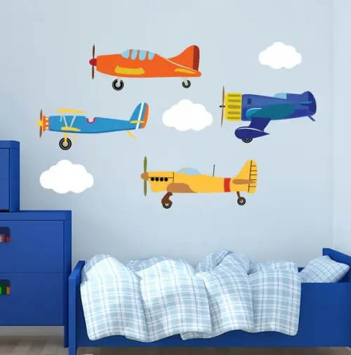 Adesivo de Parede Aviões e Nuvens