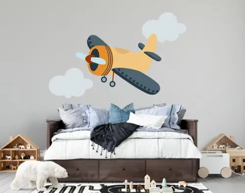 Adesivo De Parede Avião E Nuvens