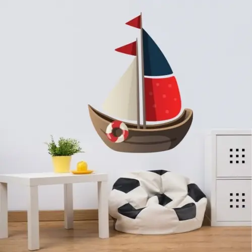 Adesivo de Parede Barquinho-adesivo Barco-decoração Náutica