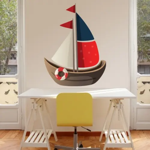 Adesivo de Parede Barquinho-adesivo Barco-decoração Náutica
