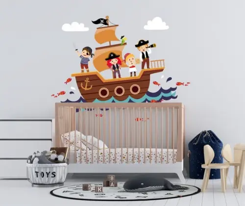 Adesivo de parede barco de piratas