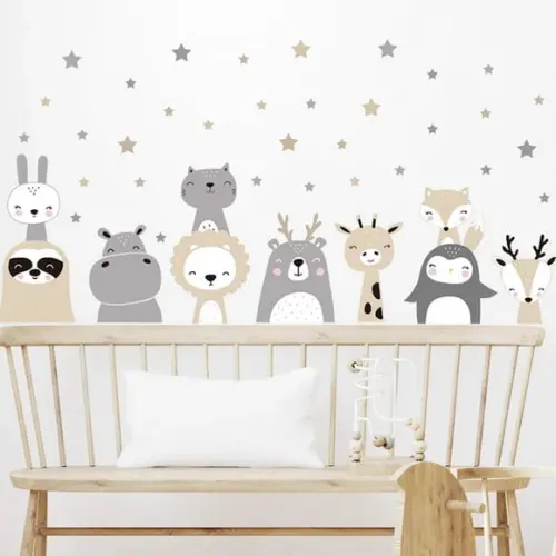 Adesivo de Parede Bichinhos + Estrelas - 10 Bichinhos