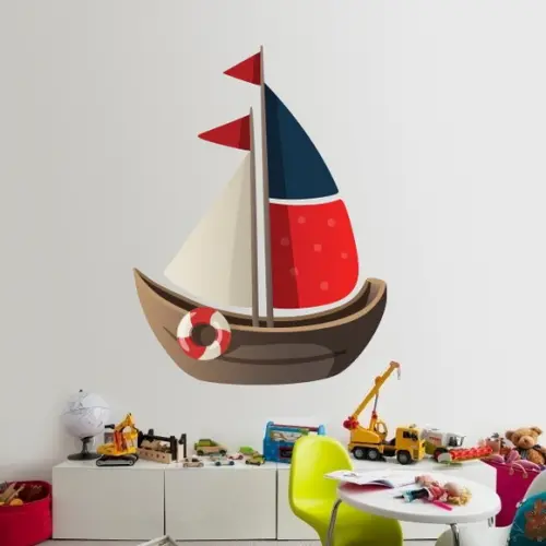 Adesivo de Parede Barquinho-adesivo Barco-decoração Náutica