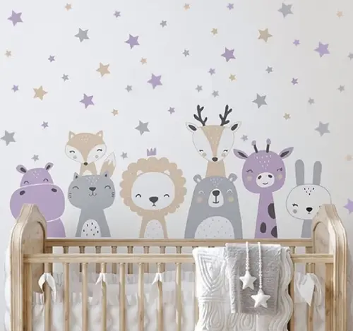 Adesivo de Parede Bichinhos e Estrelas