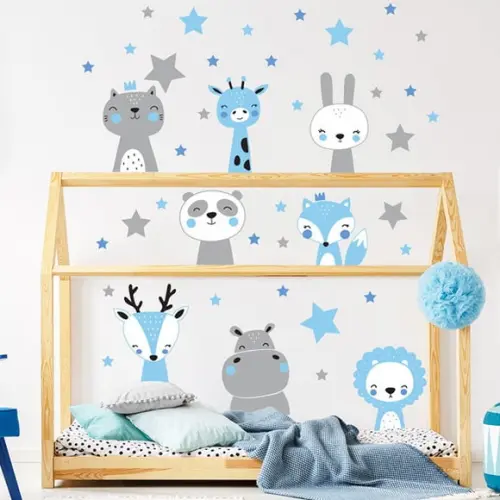 Adesivo de Parede Bichinhos e Estrelas-animais Escandinavos