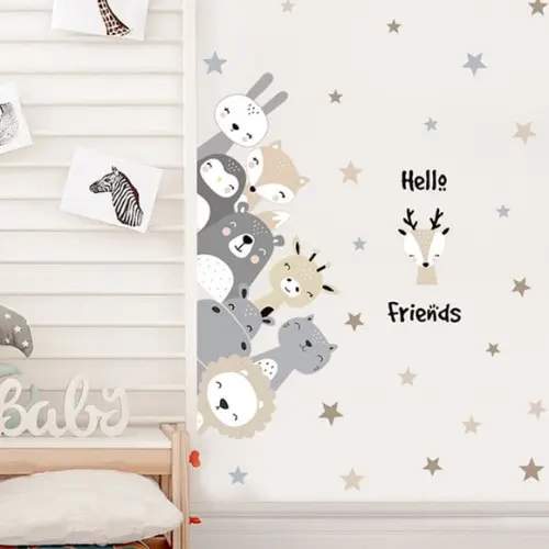 Adesivo de Parede Bichinhos e Estrelas - Hello Friends