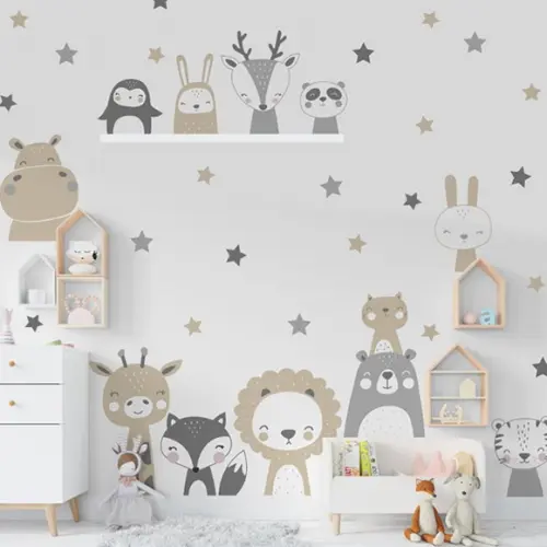 Adesivo de Parede Bichinhos e Estrelas