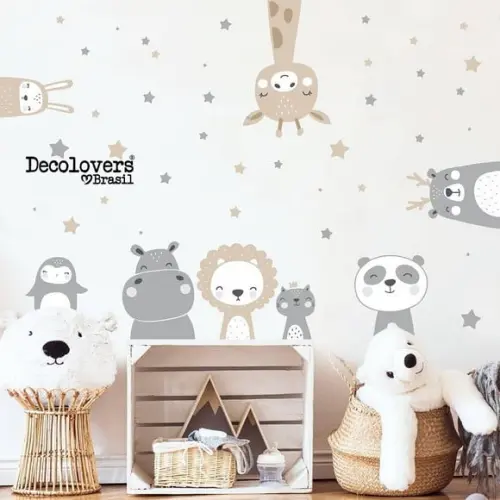 Adesivo de Parede Bichinhos e Estrelas
