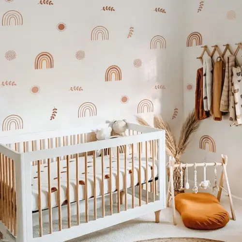 Adesivo de Parede Boho - Solzinhos - Arco Íris - Folhinhas