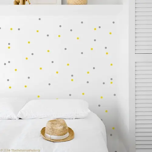 Adesivo de Parede Bolas Cinza/amarelo