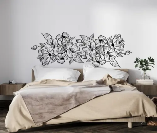 adesivo de parede cabeceira floral