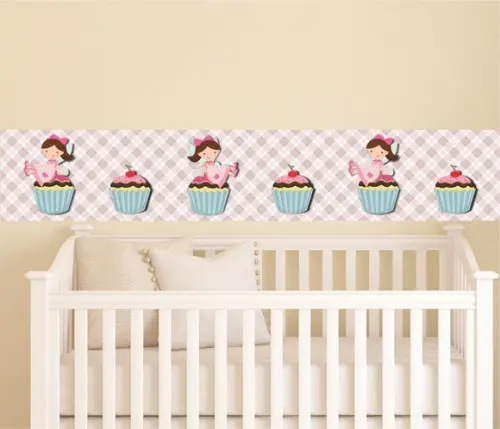 adesivo de parede border cupcake