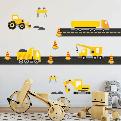 Adesivo de Parede Carrinhos de Construção