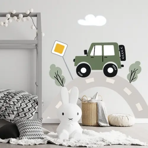 Adesivo de Parede Estrada com Carrinho