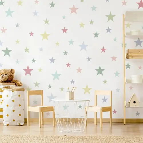 Adesivo de Parede Estrelas Coloridas (tom Pastel)