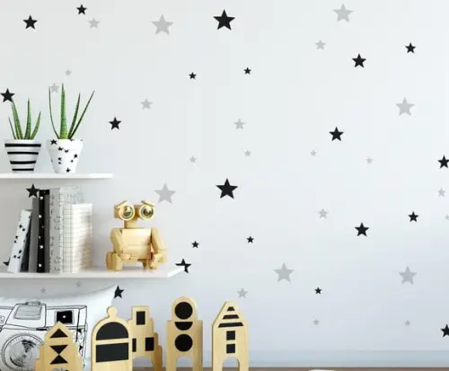 Adesivo De Parede Estrelas Pretas E Cinza - Adesivo Estrelas
