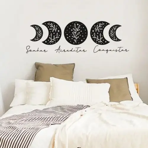 Adesivo de Parede Fases da Lua - Sonhar/acreditar/conquistar