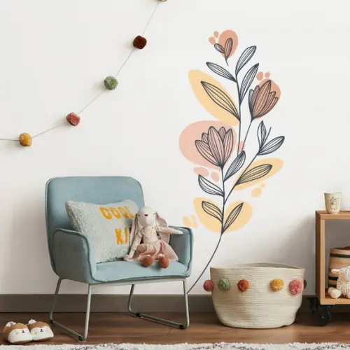 Adesivo de Parede Floral Boho Chic - Floral Minimalista