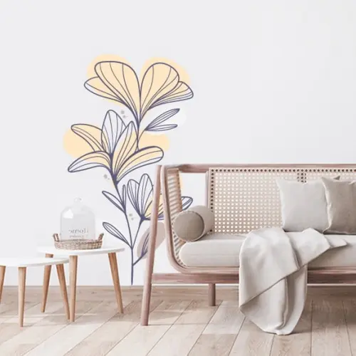 Adesivo de Parede Floral Boho - Adesivo Floral Minimalista