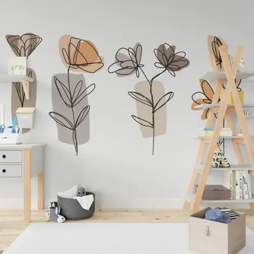 Adesivo de Parede Floral Boho - Adesivo Floral Minimalista