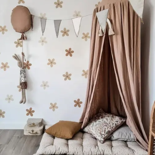 Adesivo de Parede Flores Boho - Decoração em Tons Terrosos