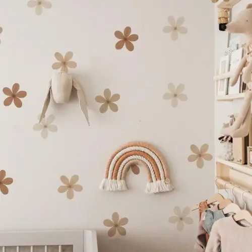 Adesivo de Parede Flores Boho - Decoração em Tons Terrosos