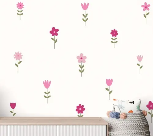 Adesivo de Parede Florzinhas - Adesivo Florzinhas Rosas