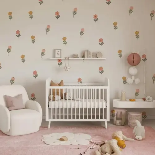 Adesivo de Parede Florzinhas - Adesivo Florzinhas Boho