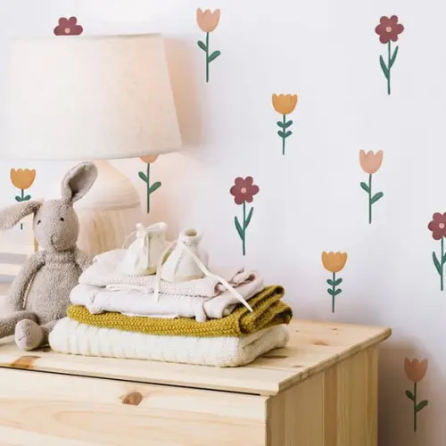 Adesivo de Parede Florzinhas Aquarela - Adesivo Florzinhas