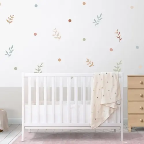 Adesivo de Parede Folhas Boho + Bolinhas - Raminhos Boho