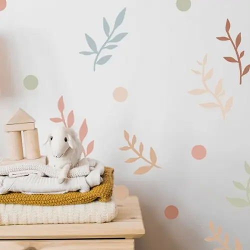Adesivo de Parede Folhas Boho + Bolinhas - Raminhos Boho