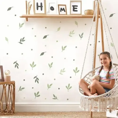 Adesivo de Parede Folhinhas Verdes Minimalista Infantil