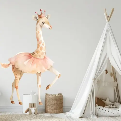 Adesivo de Parede Girafa Menina - Adesivo Girafa em Aquarela