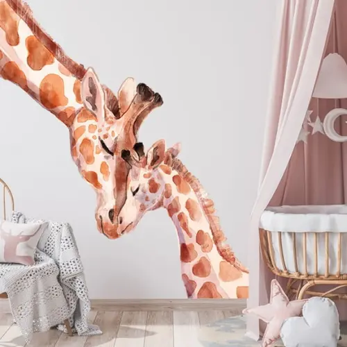 Adesivo de Parede Girafas Aquarela - Adesivo Girafas