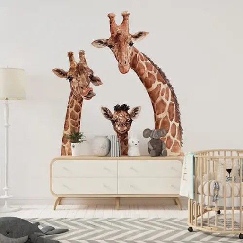 Adesivo de Parede Girafas Aquarelada