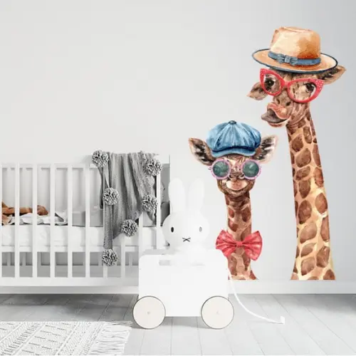 Adesivo de Parede Girafas Aquarela