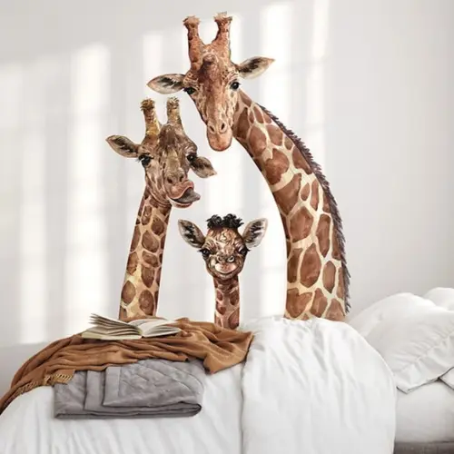 Adesivo de Parede Girafas Aquarelada-adesivo Girafas Família