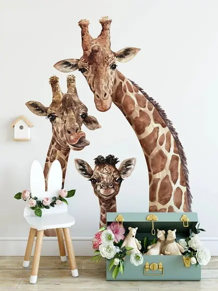Adesivo de Parede Girafas Aquarelada-adesivo Girafas Família