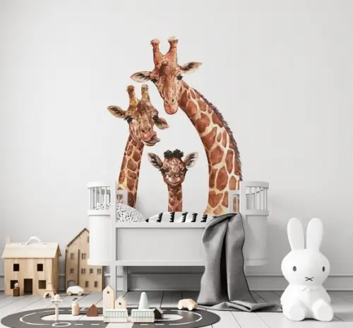 Adesivo de Parede Girafas Aquarelada-adesivo Girafas Família