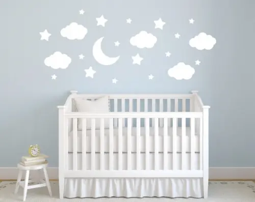 Adesivo de Parede Lua/nuvens/estrelas