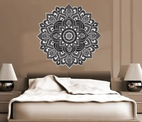 Adesivo de Parede Mandala Preta/branca 60cm