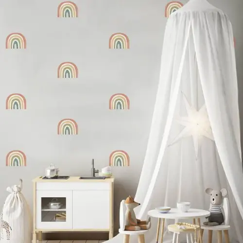 Adesivo de Parede Mini Arco Íris - Arco-íris Boho Aquarela